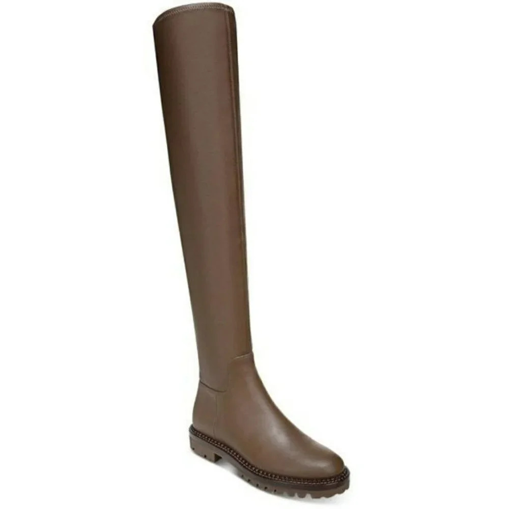 Vince Women's Cabria Lug Over-The-Knee Boot Zipper Dark Wheat Size 6 (MSRP $695)